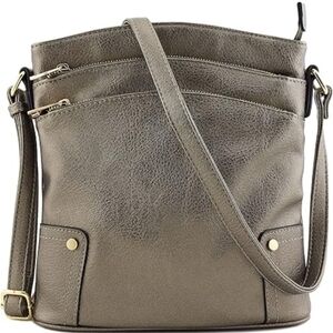 Elegant Gray PEWTER Ajustable Crossbody Bag Handbag